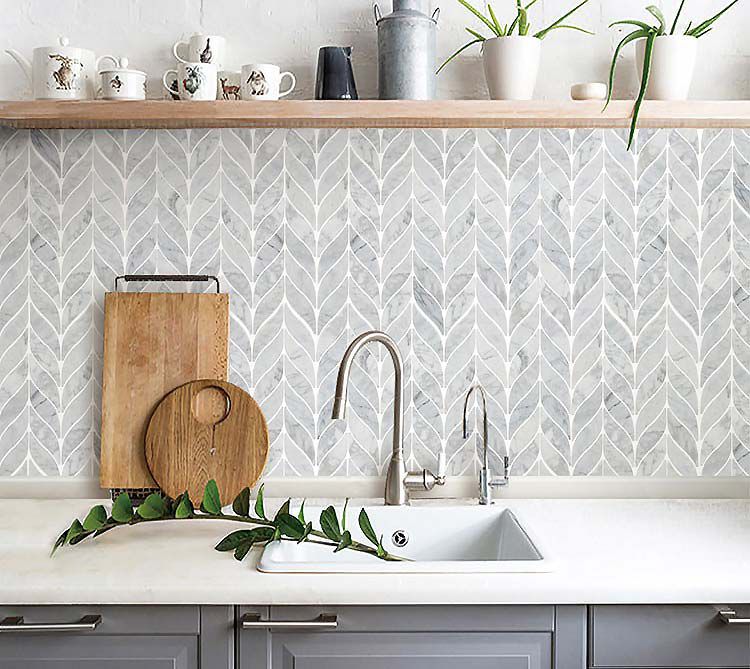 E Mosaictile Leaf Shape Marble Mosaic, Ceramic Tiles Kitchen Backsplash