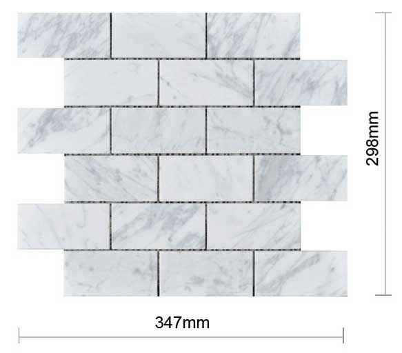 Marmor Mosaik Fliese weiß & grau matt 30x30x0,8cm Naturstein Bianco Carrara 