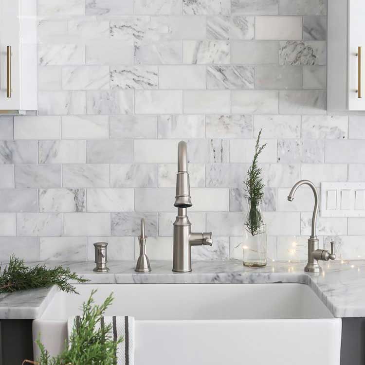E Mosaictile Subway Tile Marble Mosaic, White Stone Backsplash Bathroom