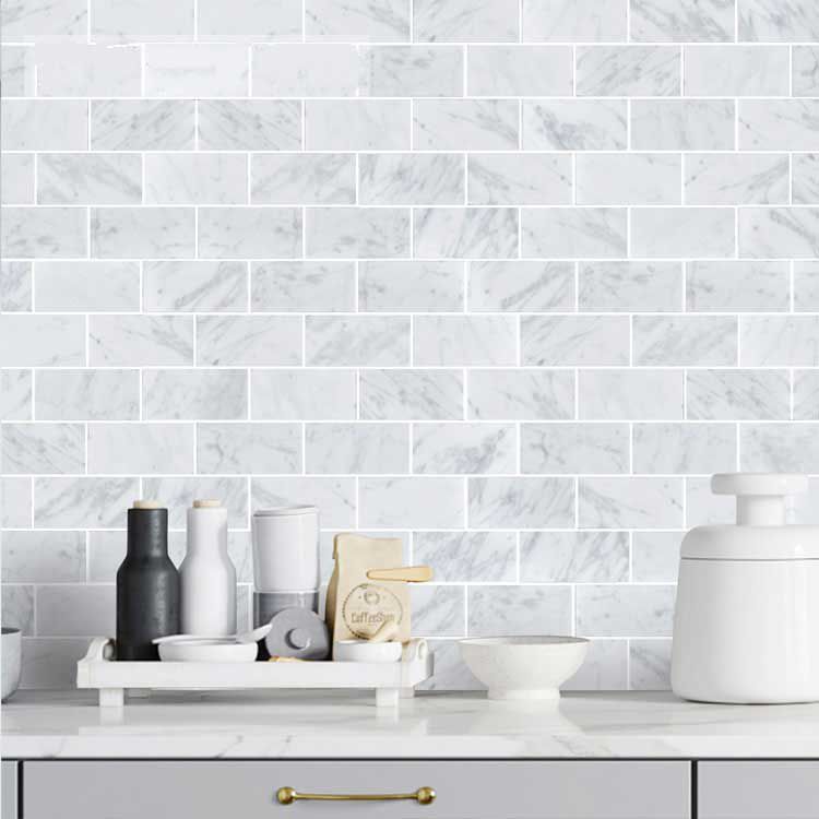 E Mosaictile Subway Tile Marble Mosaic, White Grey Marble Kitchen Floor Tiles
