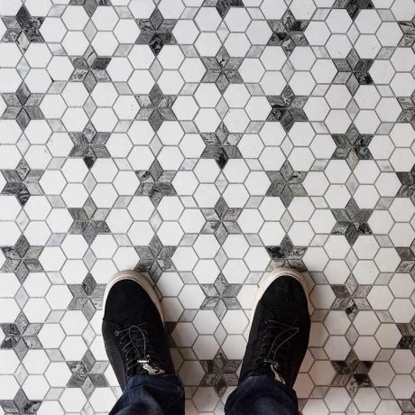 Grey Hexagonal Star Marble Mosaic Tile Kitchen Backsplash  Bathroom Wall Tiles Floor Tiles 
