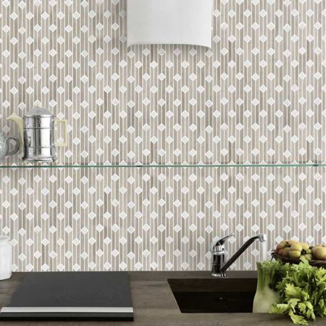 Grey and White Marble Stone Bath Wall and Floor Mosaic Tile Kitchen Backsplash