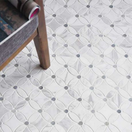 Circle Shape Carrara White Marble Stone Mosaic Tile Bath Wall and Floor Kitchen Backsplash
