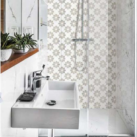 Flower Pattern Marble Stone Bath Wall Tiles Floor Tiles White and Grey Mosaic Tile Kitchen Backsplash