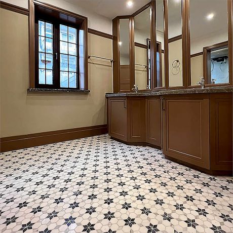 Bathroom Marble Floor Tiles Patterned Marble Mosaic Tiles 01, E-MosaicTile