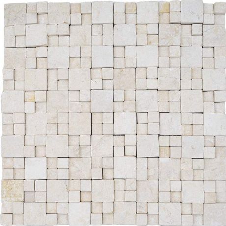 3D Mosaic Tile Honed Travertine Square Light Gray Natural Stone