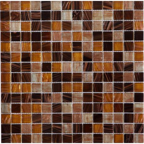 Glass Mosaic Tile Square Beige and Brown Metallic Highlight 20x20mm