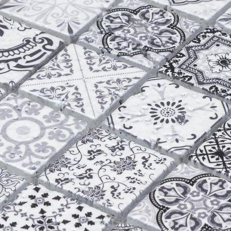 Black and White Moroccan Travertine Stone Mosaic Tile Big Chip
