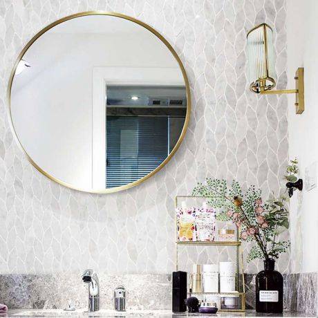 Leaf Pattern Carrara White Marble Stone Bath Wall and Floor Mosaic Tile Kitchen Backsplash