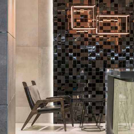 Stunning Feature Accent Wall 3D Stainless Steel Mosaic Tile Shinny Black