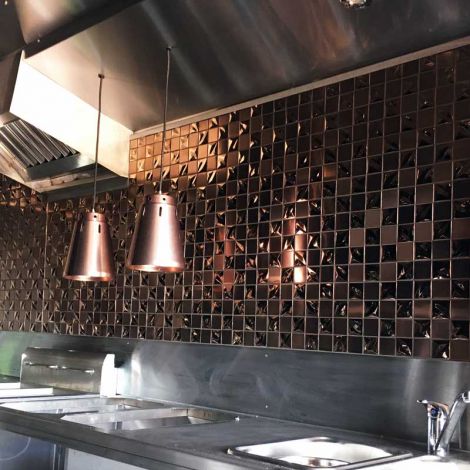 Rose gold tile as kitchen backsplash, home decoration design idea 01, E-MosaicTile