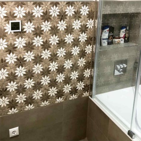 Flower Grey and White Marble Stone Bath Wall Tiles Floor Tiles Mosaic Tile Kitchen Backsplash