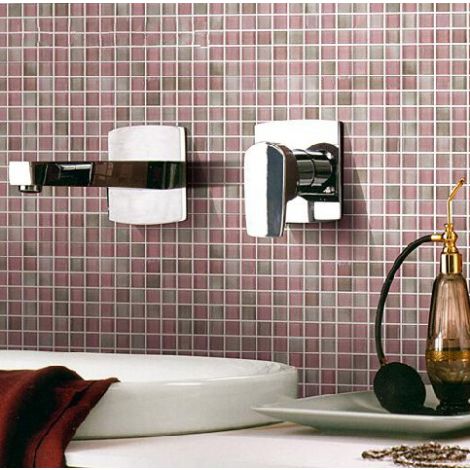 Pink Glass Mosaic Tile Square
