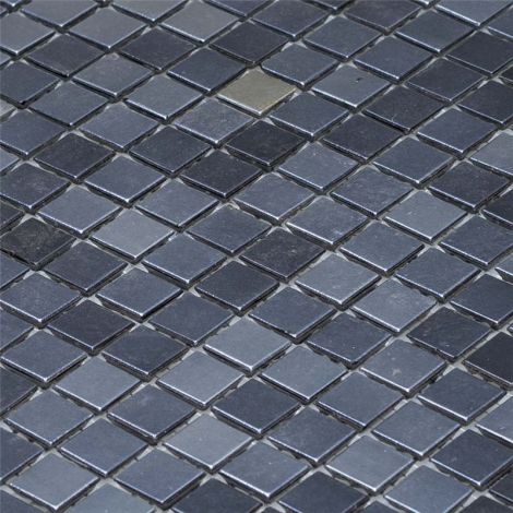 Glass Mosaic Tile Square Iridescent Black 15x15mm
