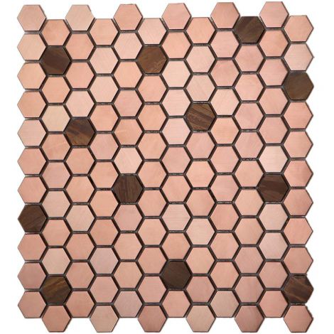 Rose Gold and Copper Mosaic Tile Feature Wall Backsplash Small Hexagon