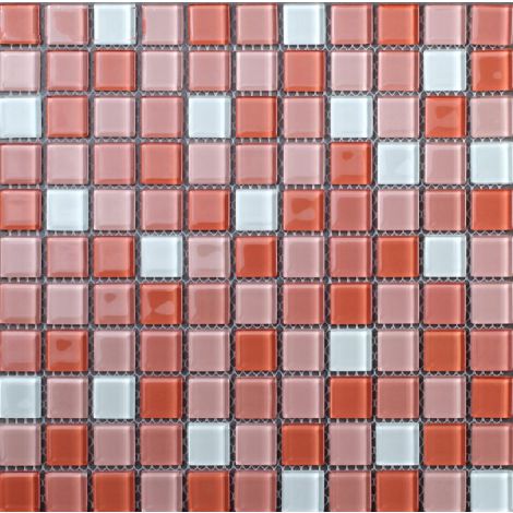 Crystal Glass Mosaic Tile Square  Pink