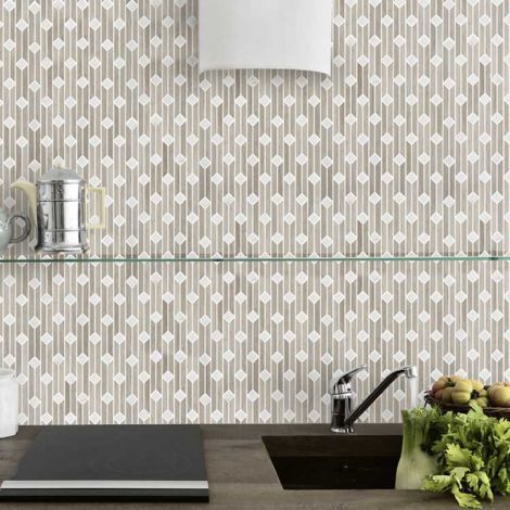 Grey and White Marble Stone Bath Wall and Floor Mosaic Tile Kitchen Backsplash