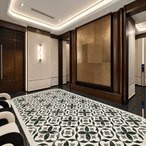 Floor Tiles Custom Size Waterjet Marble Tiles Hotel Lobby Green 