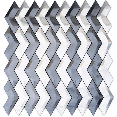 3D Stainless Steel Mosaic Tile Herringbone Black and Sliver
