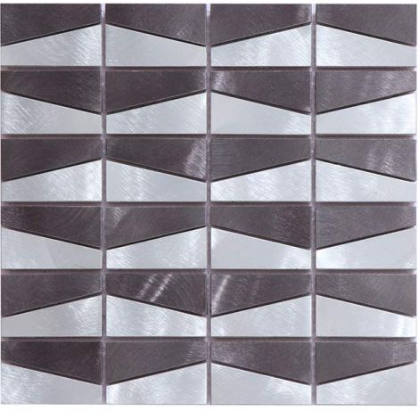 Brushed Stainless Steel Mosaic Tile Rectangle Black and Silver