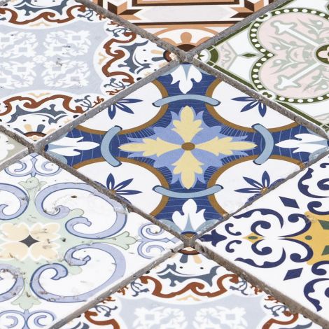 Square Moroccan Art Printed Travertine Stone Mosaic Tile