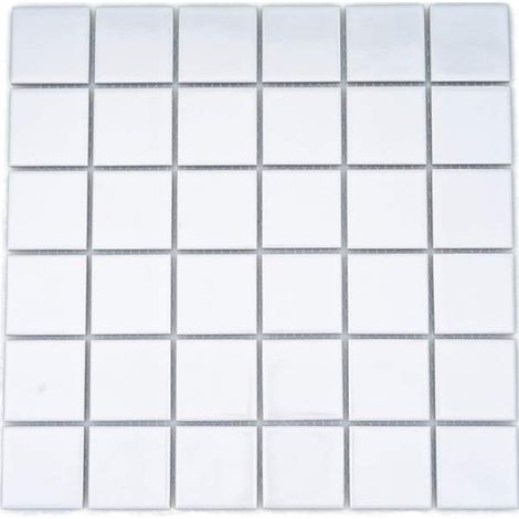 Porcelain Mosaic Tile Square White Glossy 48x48mm