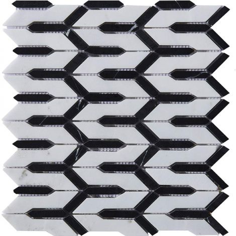 Marble Mosaic Tile Black White Multi-Shape Honed