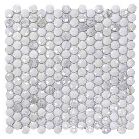 Round Diamond Marble Mosaics Tiles  Accent Wall Carrara White Green -White-Product