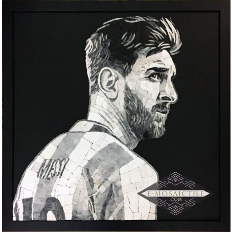 Leo Messi Argentina 10 Black and White Mosaic Art (With Frame)