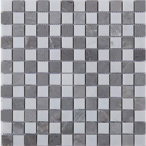 Marble Stone Mosaic Tile  Grey White Square Honed