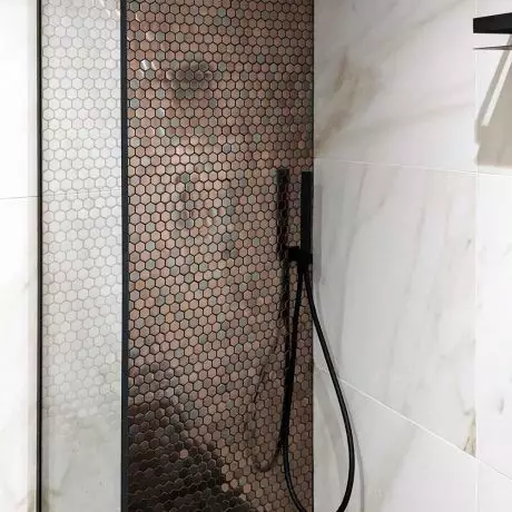 Rose Gold Black Backsplash Kitchen Bathroom Wall Tiles Hexagon Mosaic