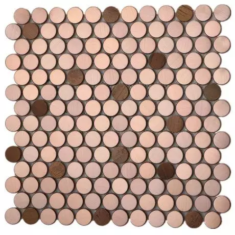 Penny Round Rose Gold Copper Feature Wall Backsplash Metal Mosaic Tile