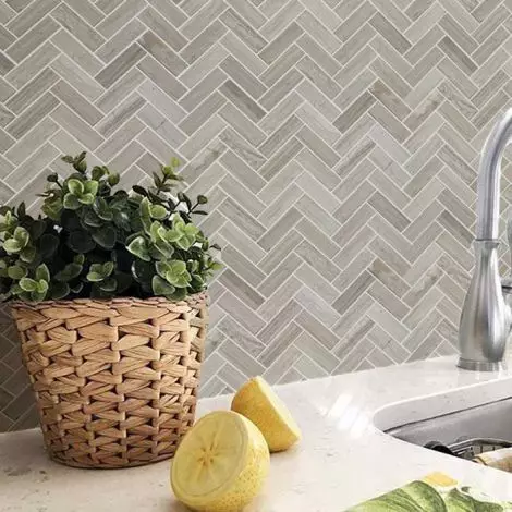 Herringbone Marble Tiles Kitchen Backsplash Bathroom Wall Floor Gray Mosaic