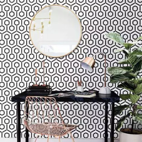 Large Hexagon Black and White Marble Mosaic Tile Bathroom Floor Tiles Kitchen Backsplash 
