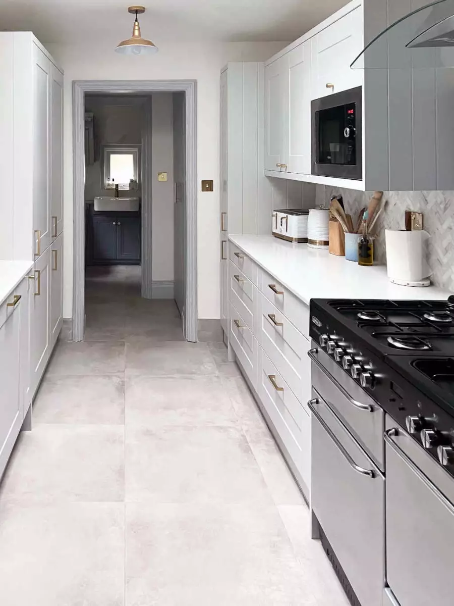 Herringbone Marble Tiles as Kitchen Splashback Design Ideas
