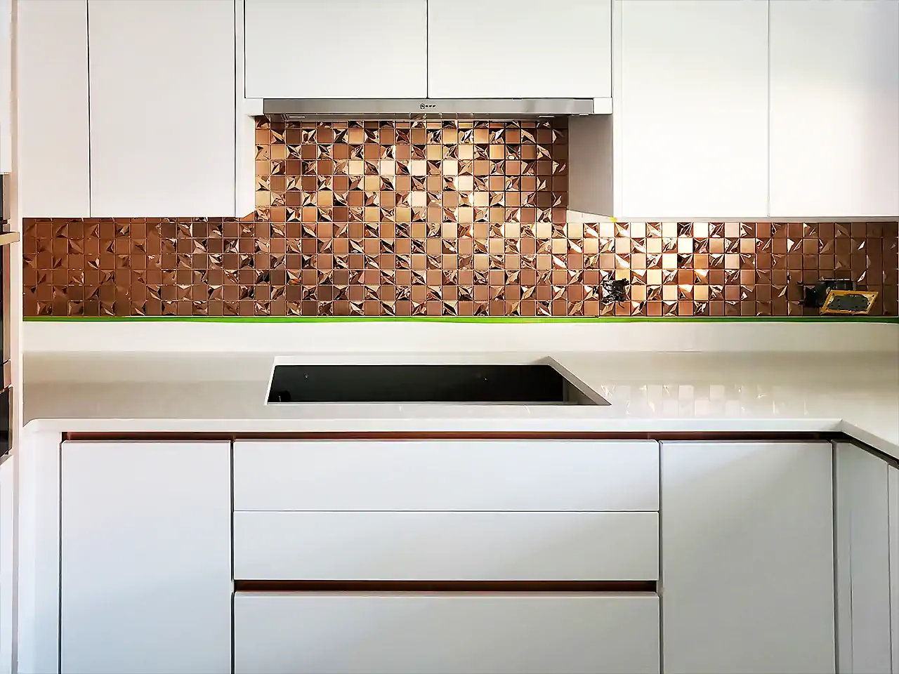 3D Rose Gold Tile as Kitchen Backsplash Kitchen wall tiles Design Ideas 01
